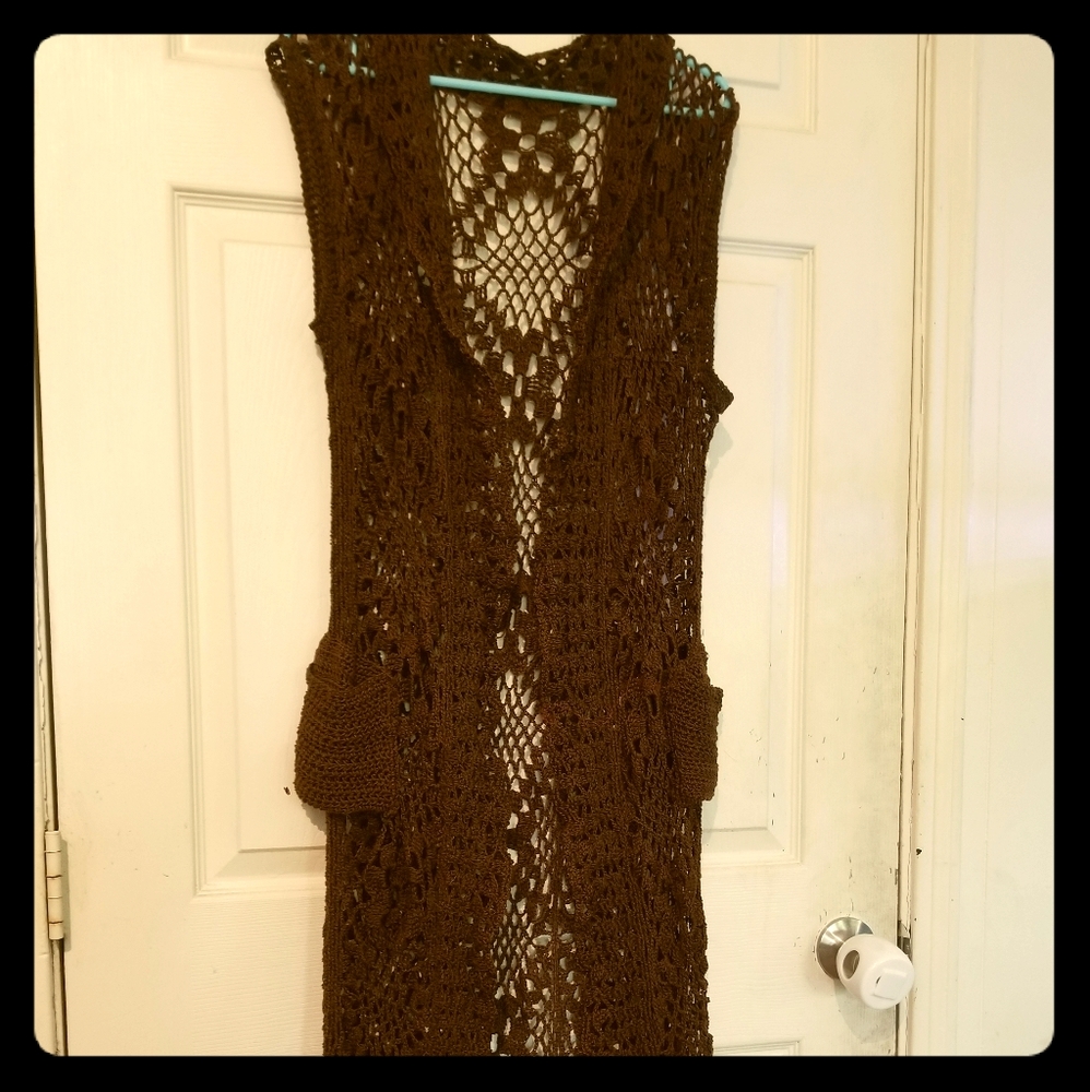 Hand Crochet Long Hippie Vest